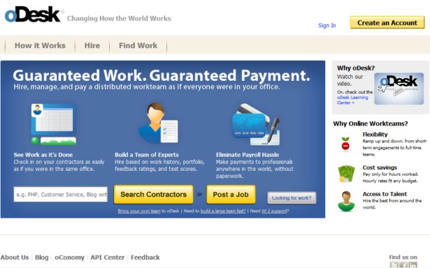 oDesk - Changing How the World Works Sign In Create an Account