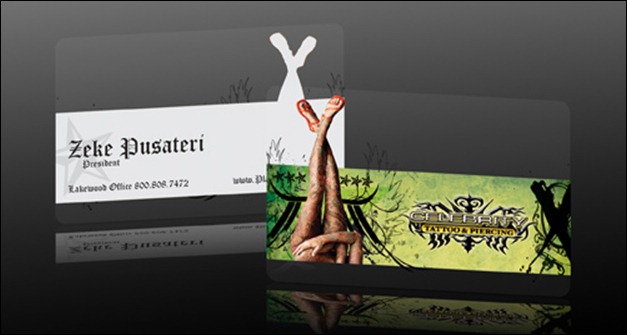 Clear Business Card Design for Celebrity Tattoo and Piercing