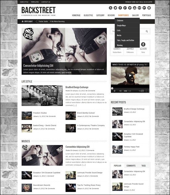 Backstreet is a modern WordPress magazine, portfolio and blog theme