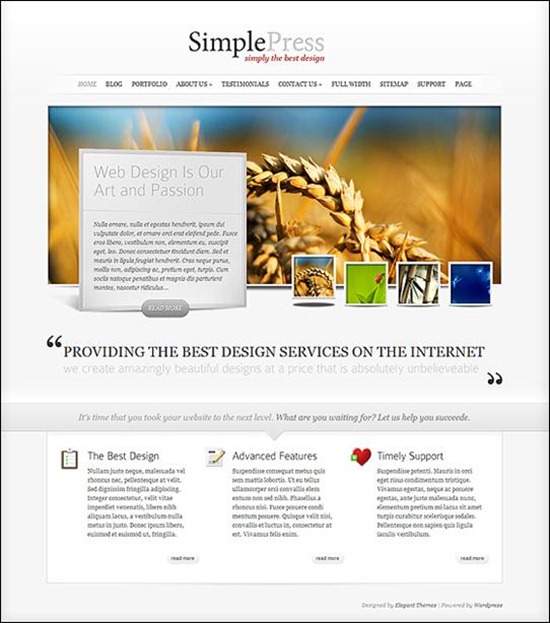 simplepress a fresh and professional looked theme for wordpress