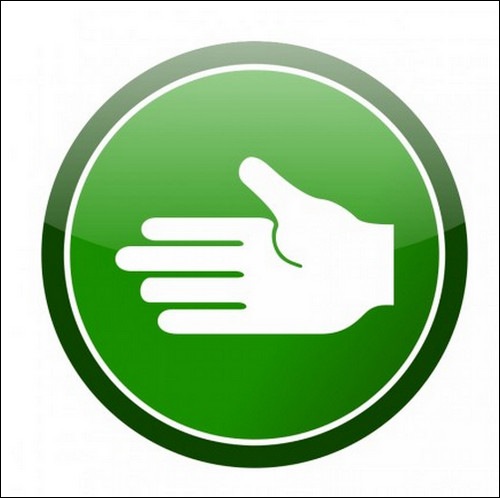 green-cirlce-hand-icon-vector