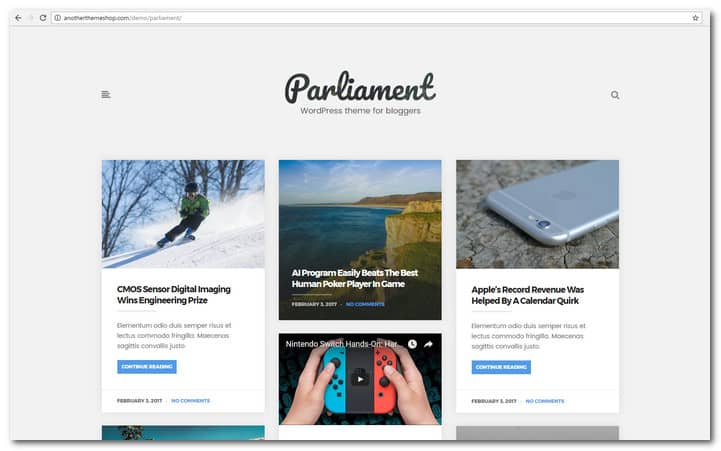The Parliament - Masonry Grid WordPress Blog Theme