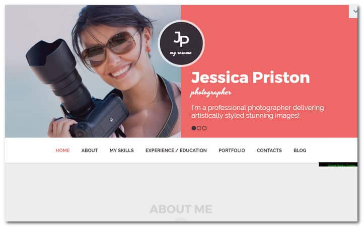 WordPress Theme for a Photographer's CV