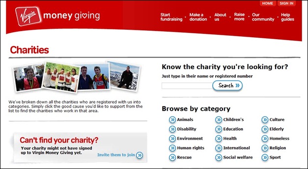 Virgin Money giving