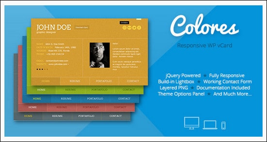 Colores - Responsive WordPress vCard