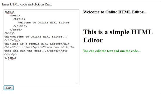 html tutorial online editor