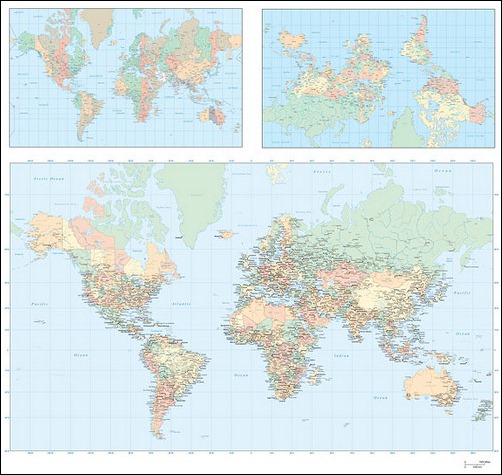 three vector map of the world plan