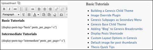 Display Posts Shortcode