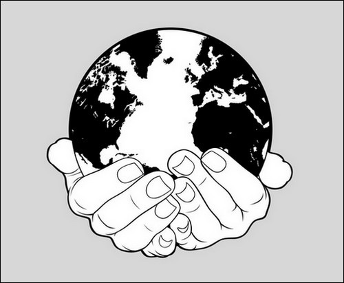 World-and-Hands-Stock-hand-vector
