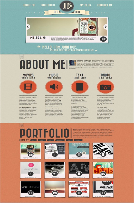 Retro Portfolio - One Page Vintage WordPress Theme