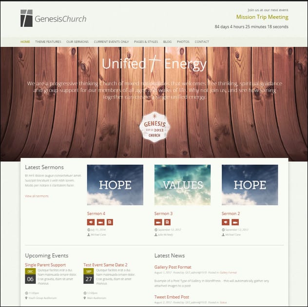 Genesis Church - Premium Responsive WordPress Them