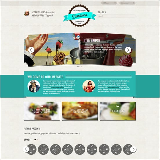 Benissimo» is the WordPress template, which is made in a vintage style