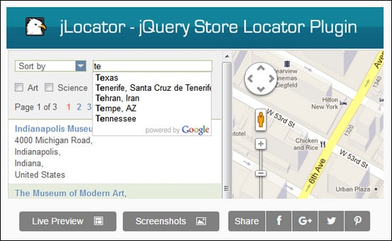 jQuery Store Locator