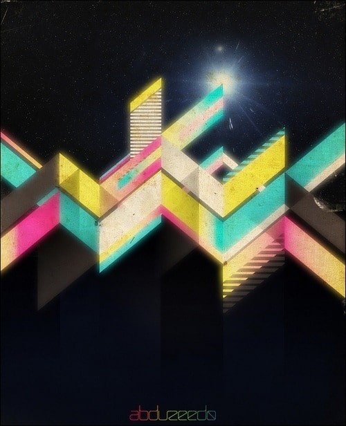 retro-geometric-vectors-in-space