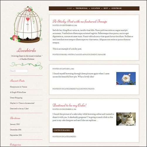 lovebirds free wordpress theme