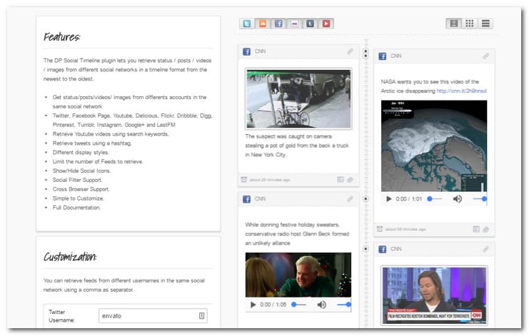 jQuery Social Timeline