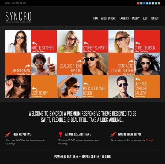 syncro is a fully responsive grid powered wordpress theme build from the popular super skeleton system
