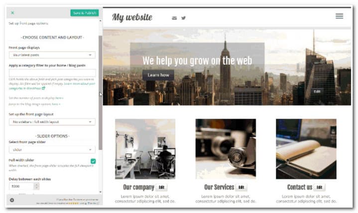 customizr homepage livwe editor