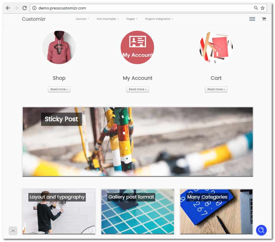 customizr homepage posts