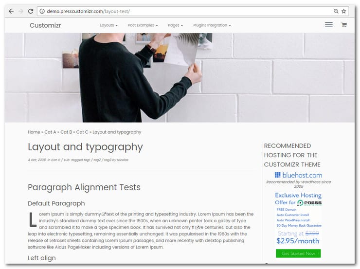 customizr regular post format