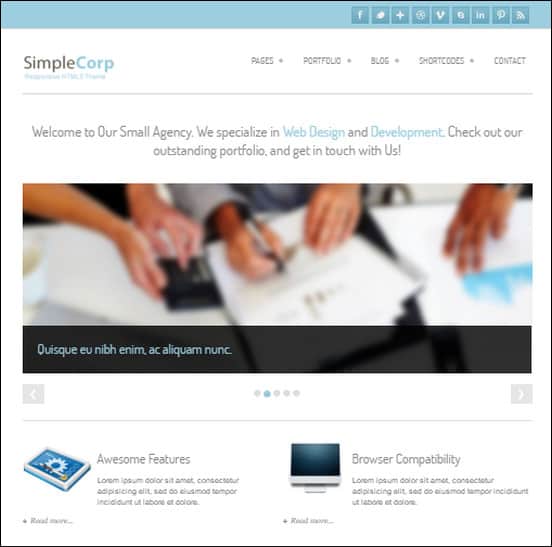 SimpleCorp Corporate and portfolio, simple and responsive theme