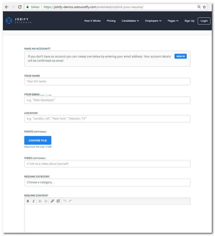 jobify submit resume