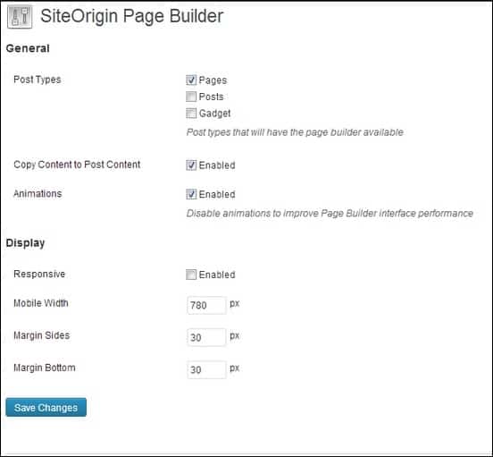 SiteOrigin-PageBuilder-Settings-Page
