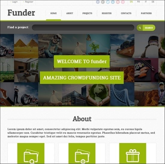 Funder is crowdfunding WP theme using a powerful Bootstrap framework.