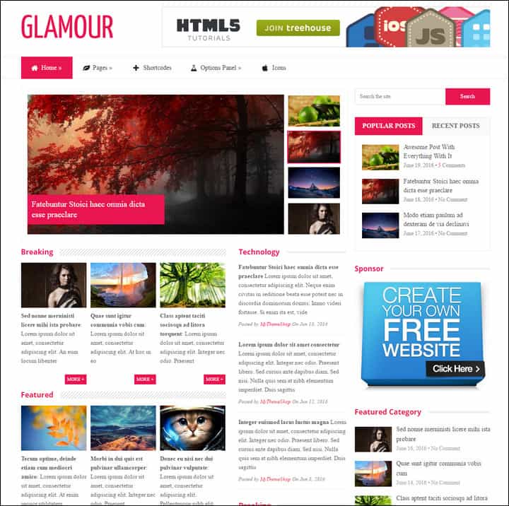 Glamour a classic theme for online magazines