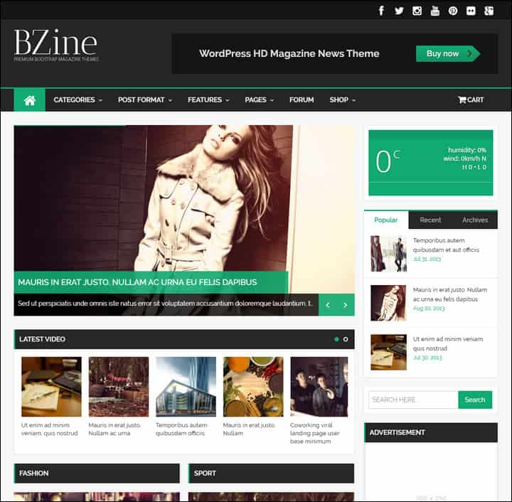 bzine wordpress premium hd magazine
