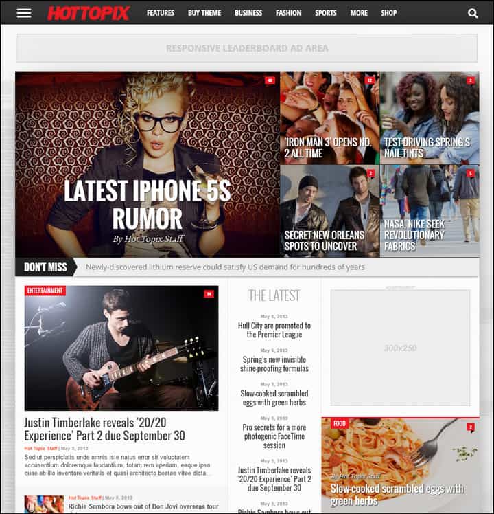 hot topix modern wordpress magazine theme