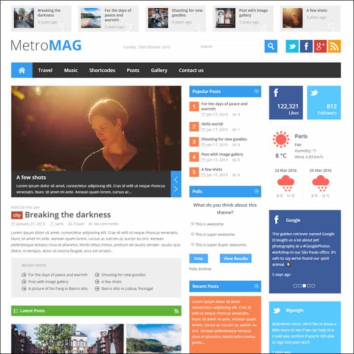 metro magazine responsive wordpress theme