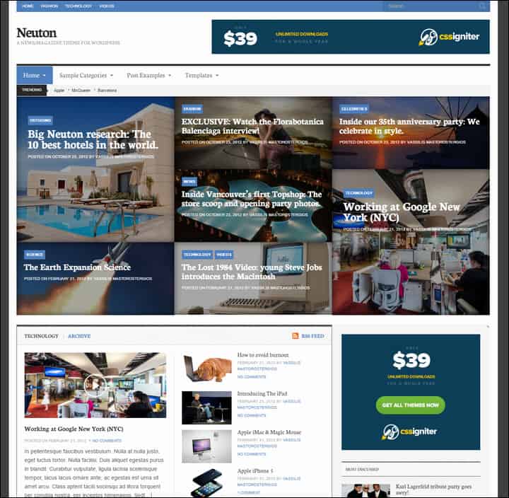 neuton magazine theme