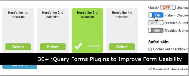 30+ jQuery Forms Plugins to Improve Form Usability