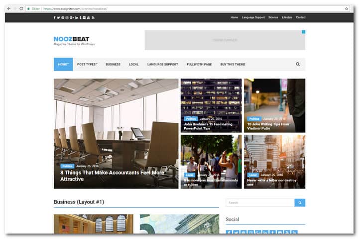 Noozbeat is a beautiful and fully responsive WordPress theme designed for magazine and news websites. Easy to use while carrying unique layout options.